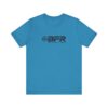 Blue T-shirt with "BFR" logo design.