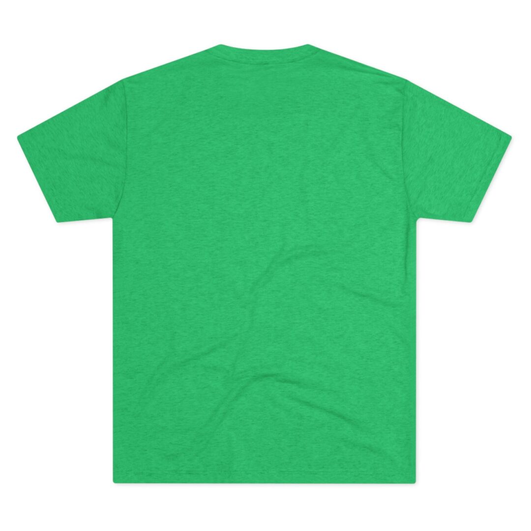Green t-shirt back view.