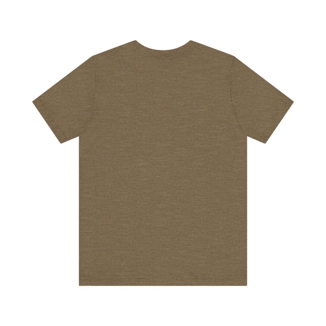 Brown t-shirt, back view, plain design.