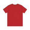 Red T-shirt, back view, plain design.