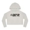 White hoodie with BFR logo design.