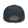 Back view of a black baseball cap.