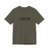Olive T-shirt with "BFR" logo design.