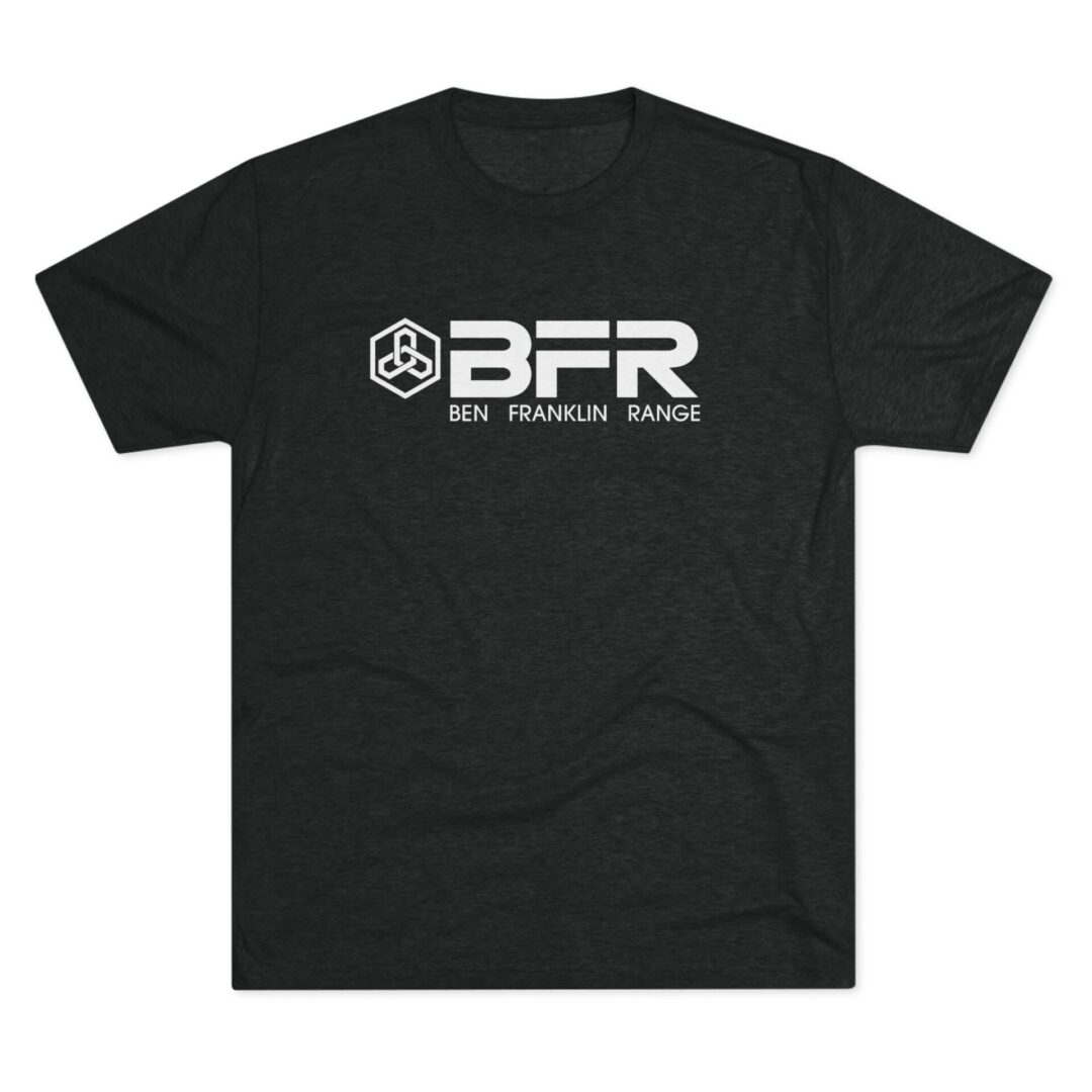 Black t-shirt with "BFR" logo design.