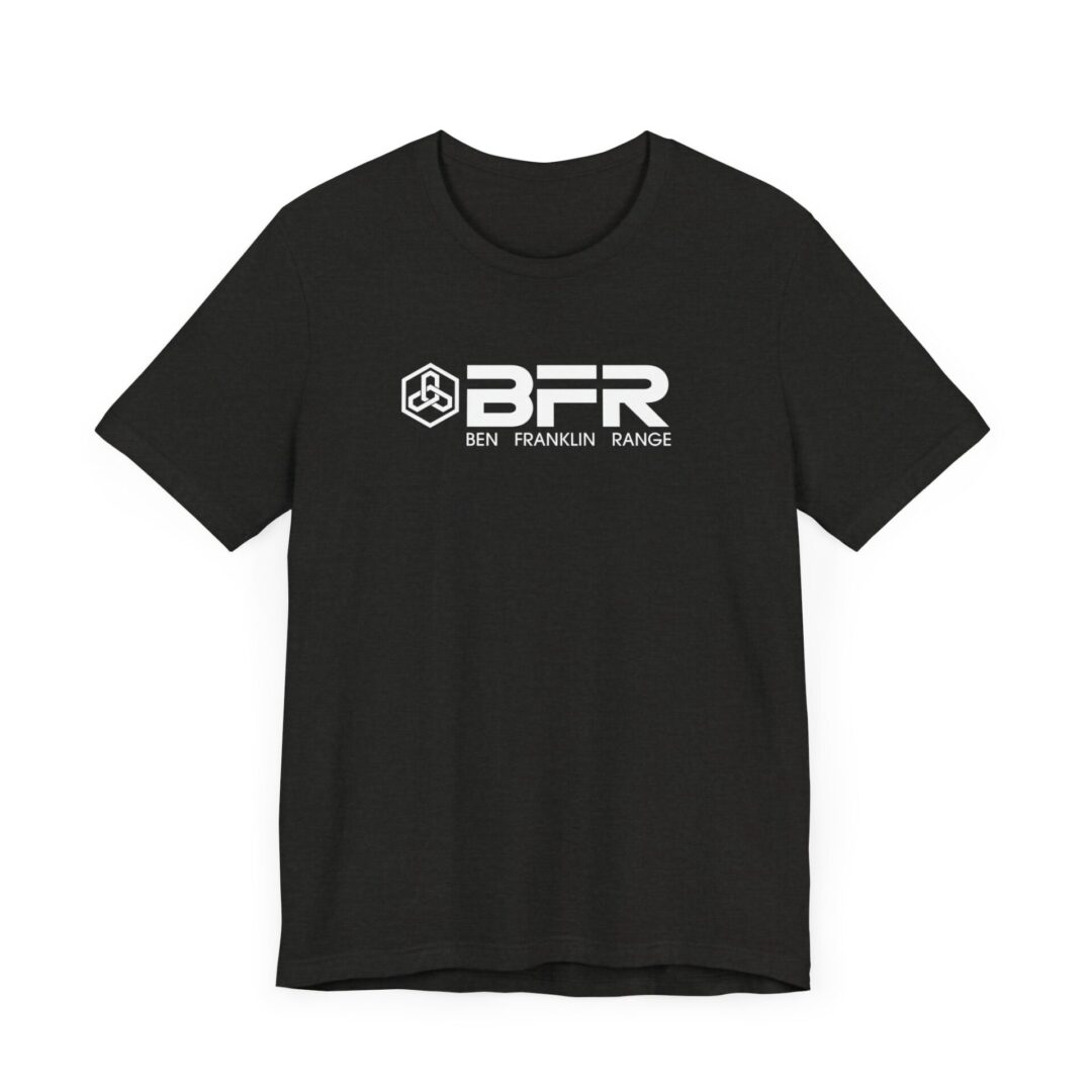 Black t-shirt with "BFR" logo design.