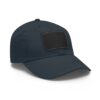 Dark blue baseball cap with patch.