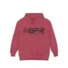 Red hoodie with BFR logo design.