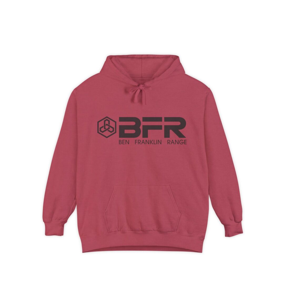 Red hoodie with BFR logo design.