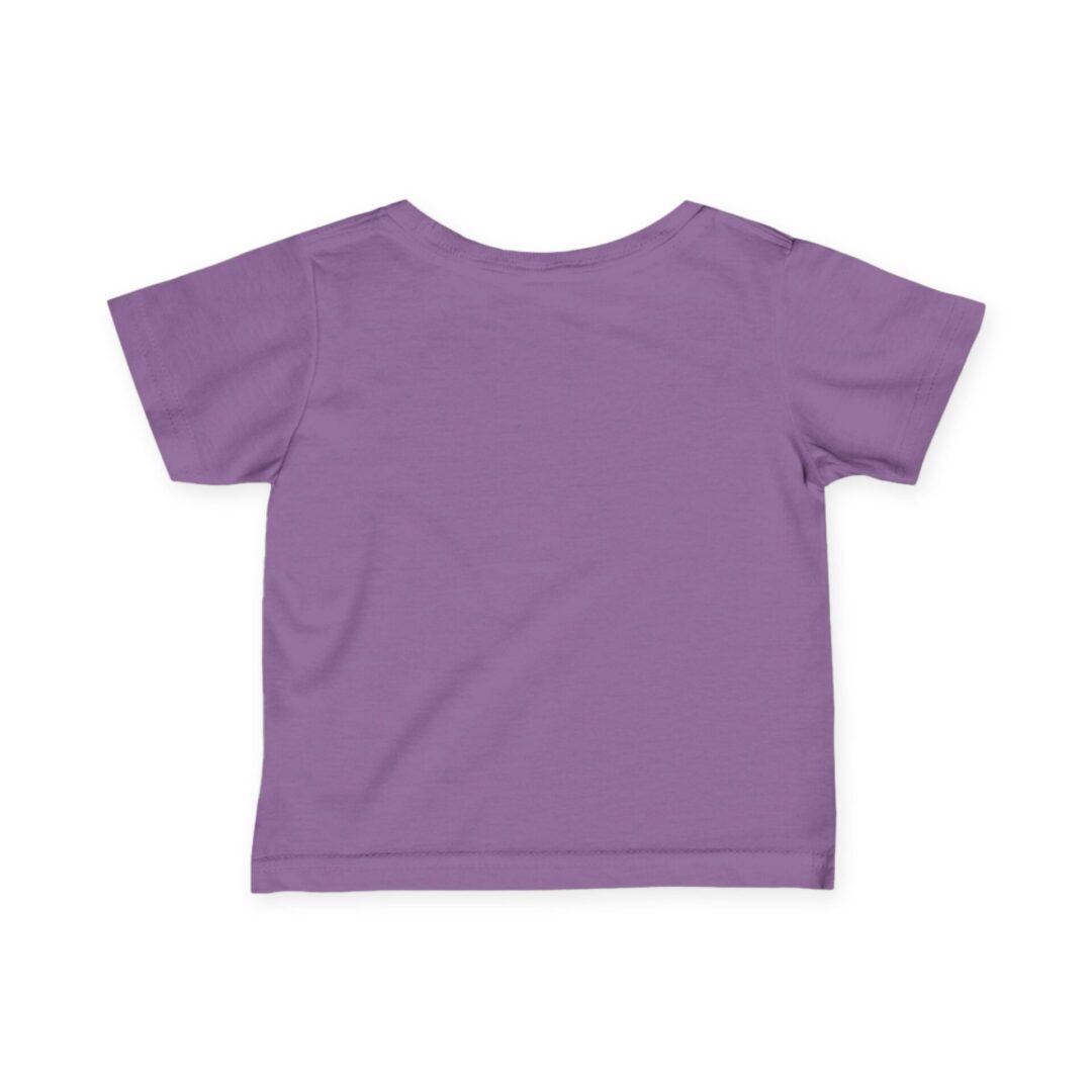 Purple t-shirt, back view, short sleeves.