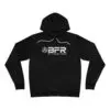 Black hoodie with BFR logo design.