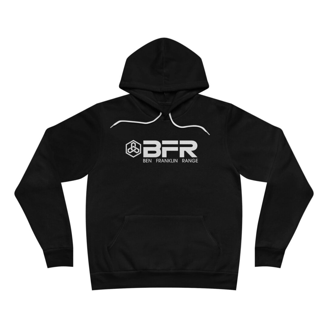 Black hoodie with BFR logo design.