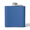 Blue hip flask with silver cap.