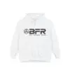 White hoodie with "BFR" logo design.