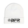 White beanie with BFR logo design.