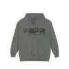 Gray hoodie with BFR logo design.