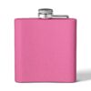 Pink flask with silver cap on white.