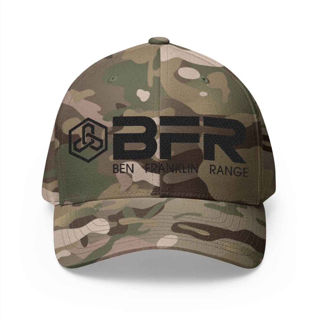 Camouflage cap with BFR logo design.