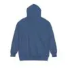 Blue hoodie viewed from the back.