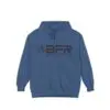 Blue hoodie with "BFR" logo front design.