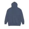 Blue hoodie viewed from the back.