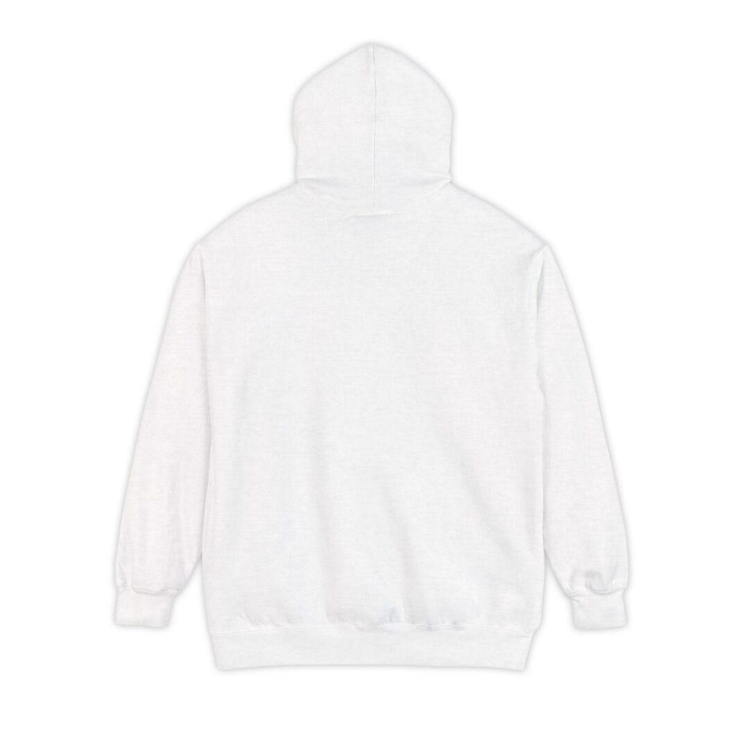 White hoodie viewed from the back.