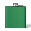 Green hip flask with silver cap.