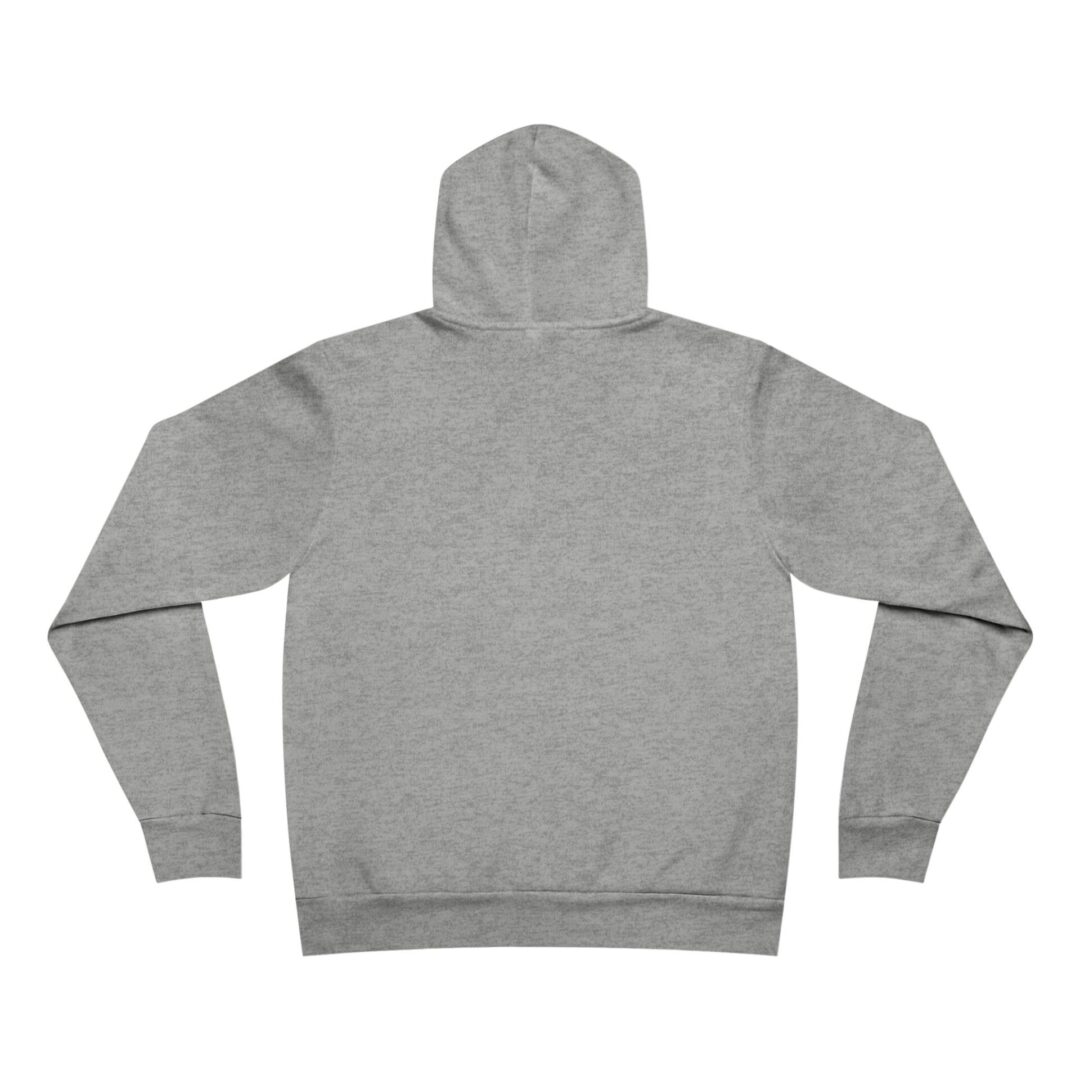 Gray hoodie with back view displayed.