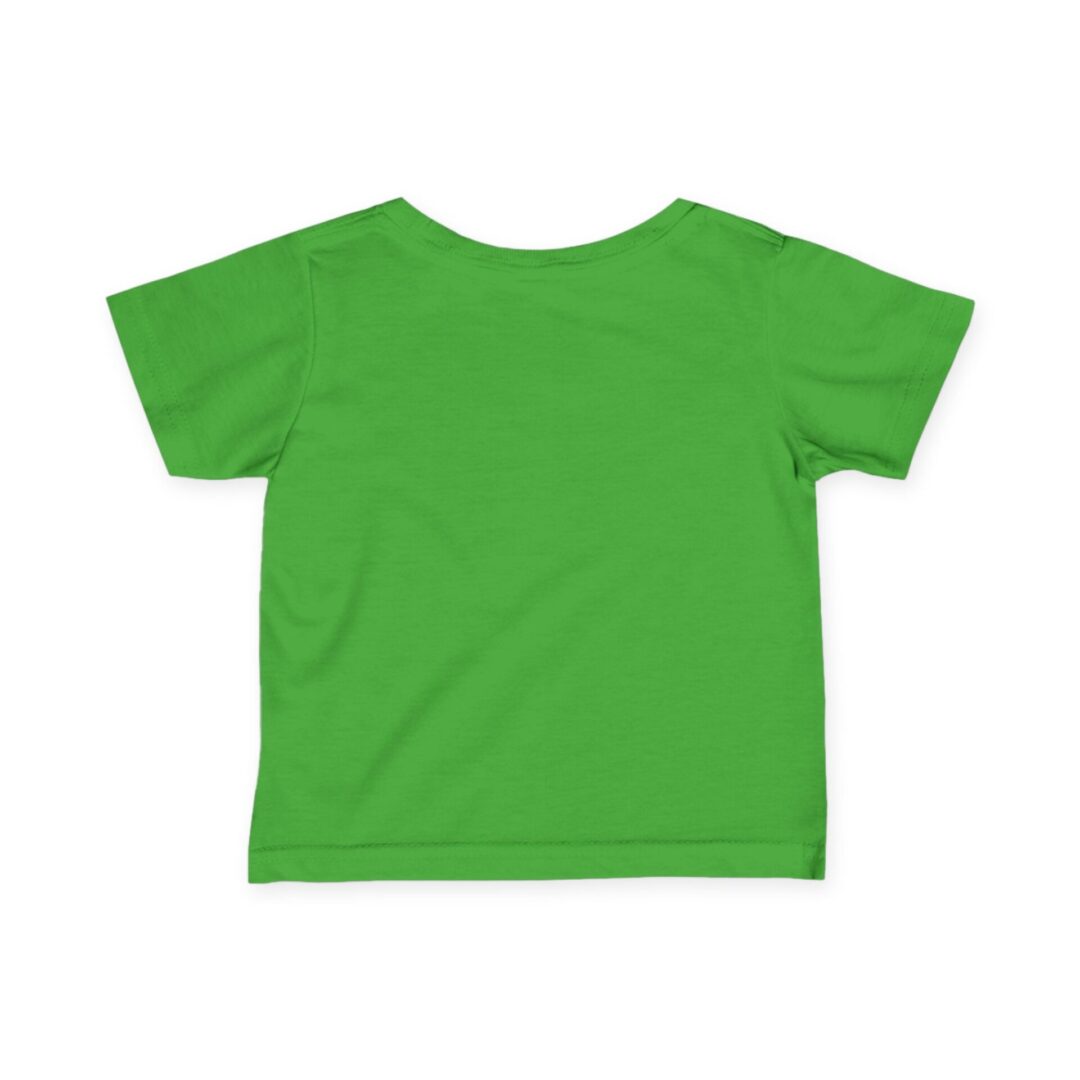 Green T-shirt on white background, back view.