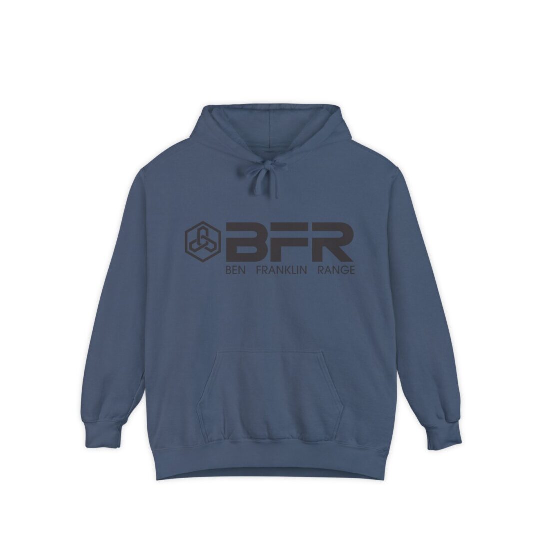 Blue hoodie with "BFR" logo design.