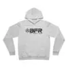 White hoodie with BFR logo design.