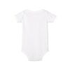 White baby onesie viewed from back.