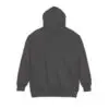 Back view of plain dark hoodie.
