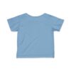 Blue short-sleeve T-shirt, back view.