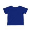 Blue short-sleeve t-shirt, back view.