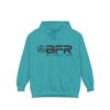 Teal hoodie with BFR logo design.