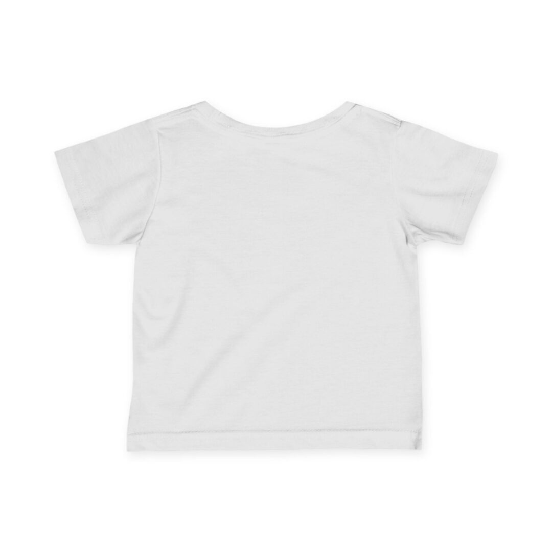 Back view of plain white t-shirt.