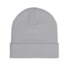 Plain white knit beanie hat.