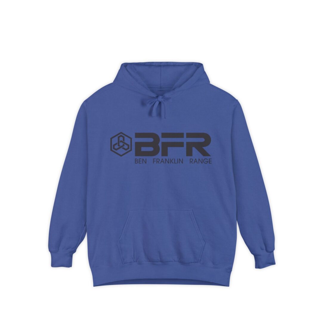 Blue hoodie with BFR logo design.