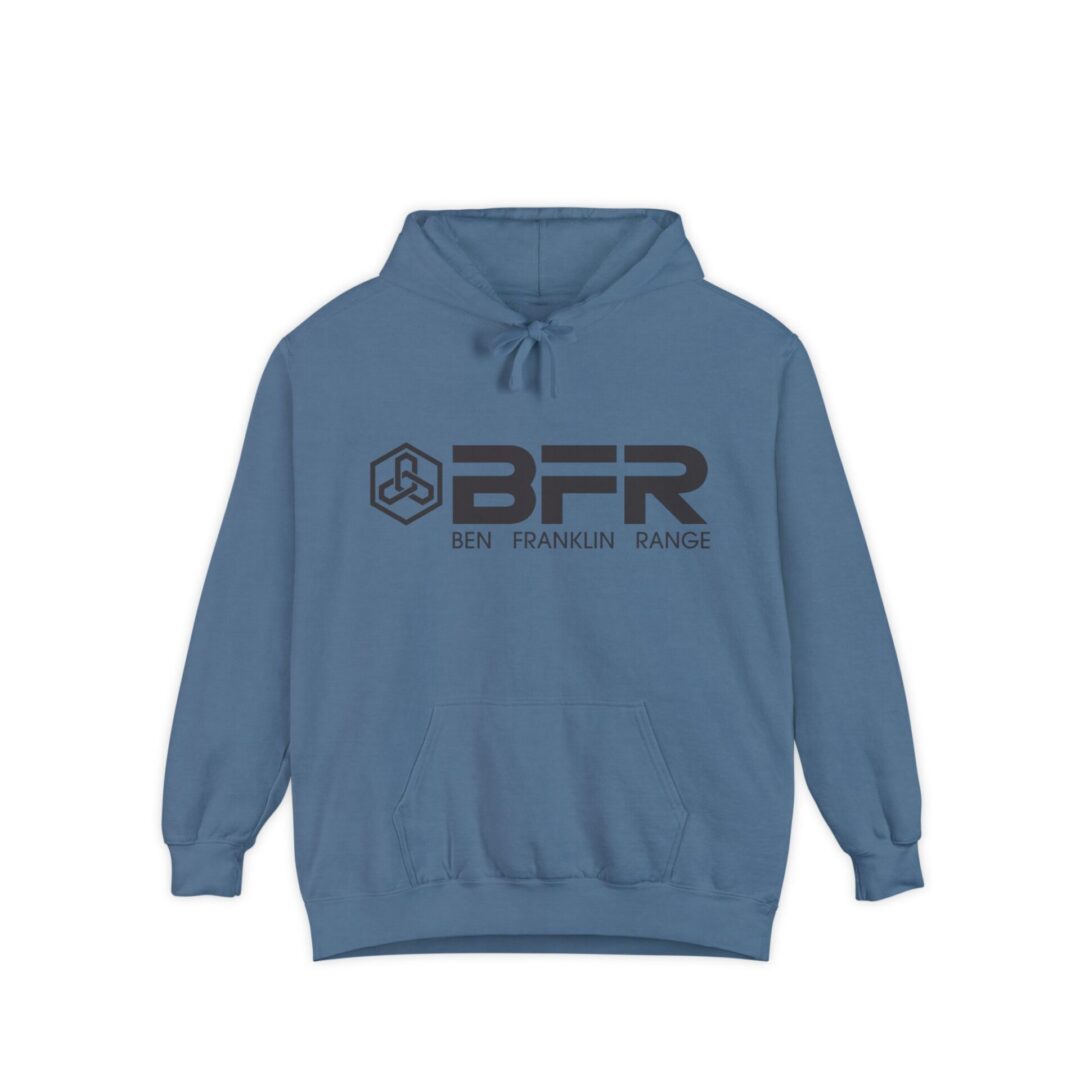 Blue hoodie with BFR logo design.