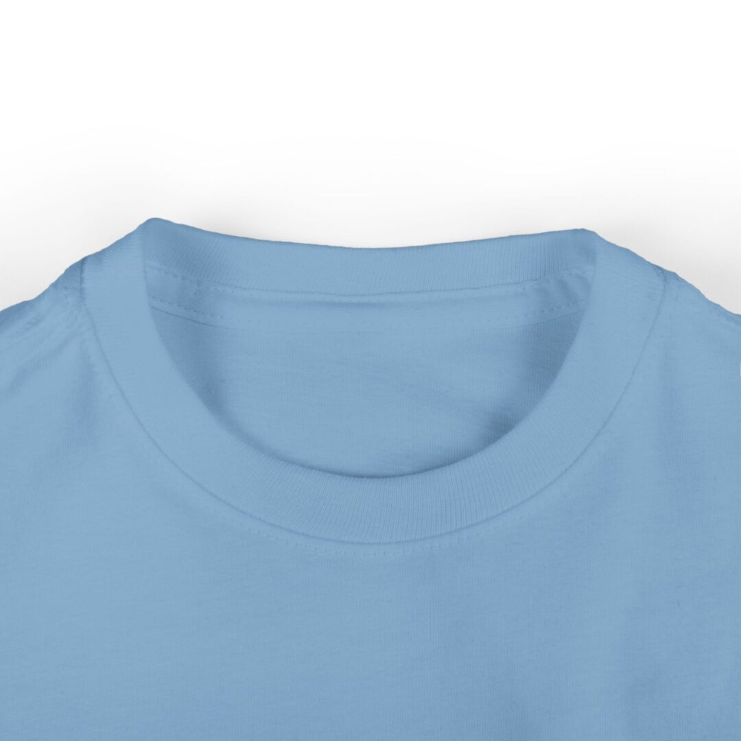 Light blue T-shirt close-up view.