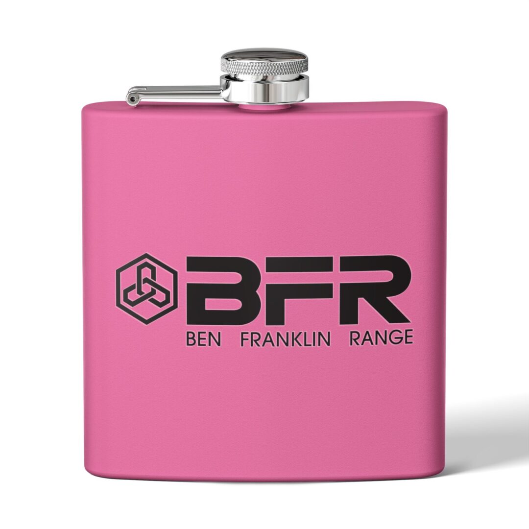 Pink flask with "BFR" logo and text.